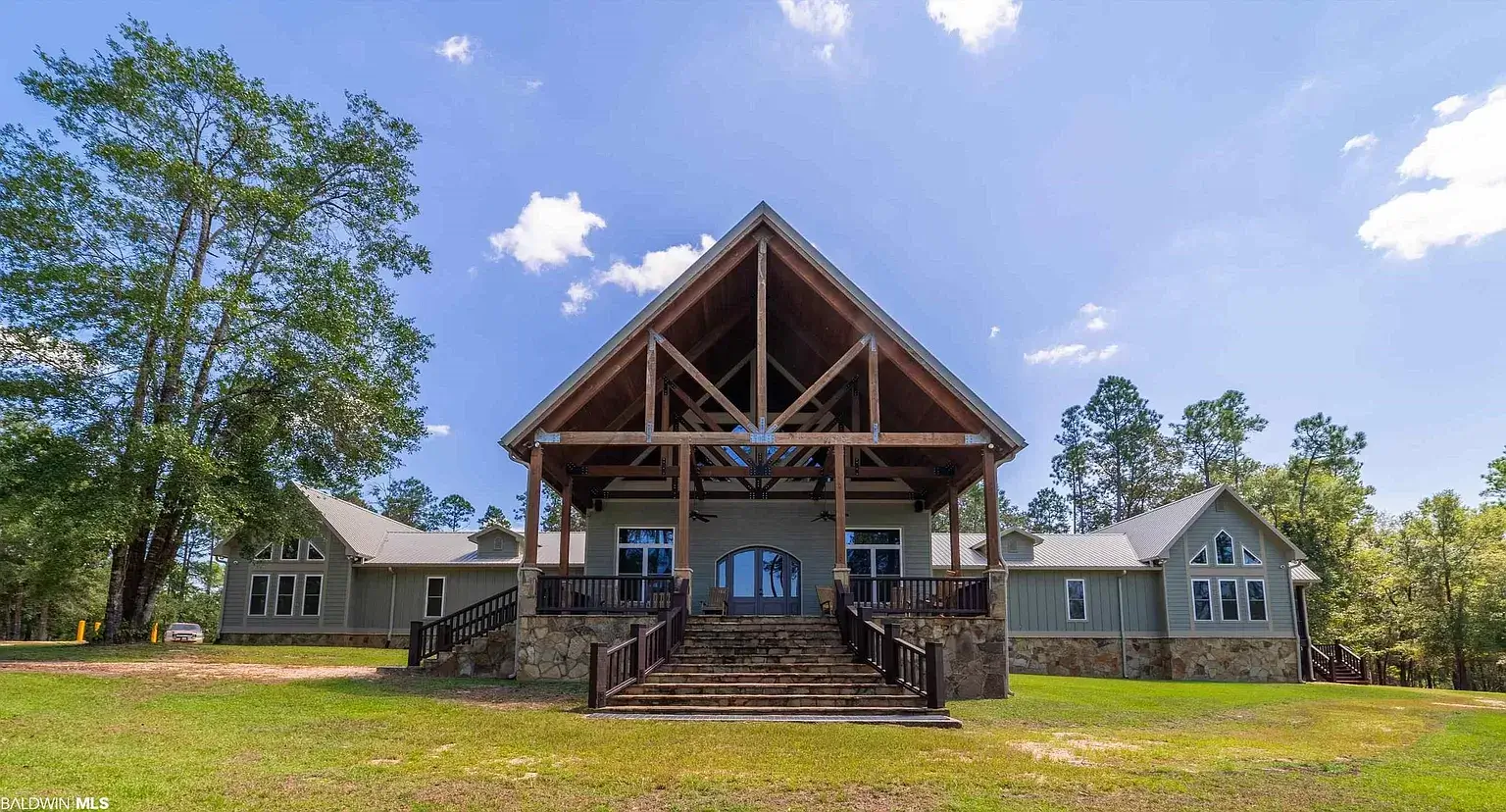 A wide shot picture of a house from the outside.